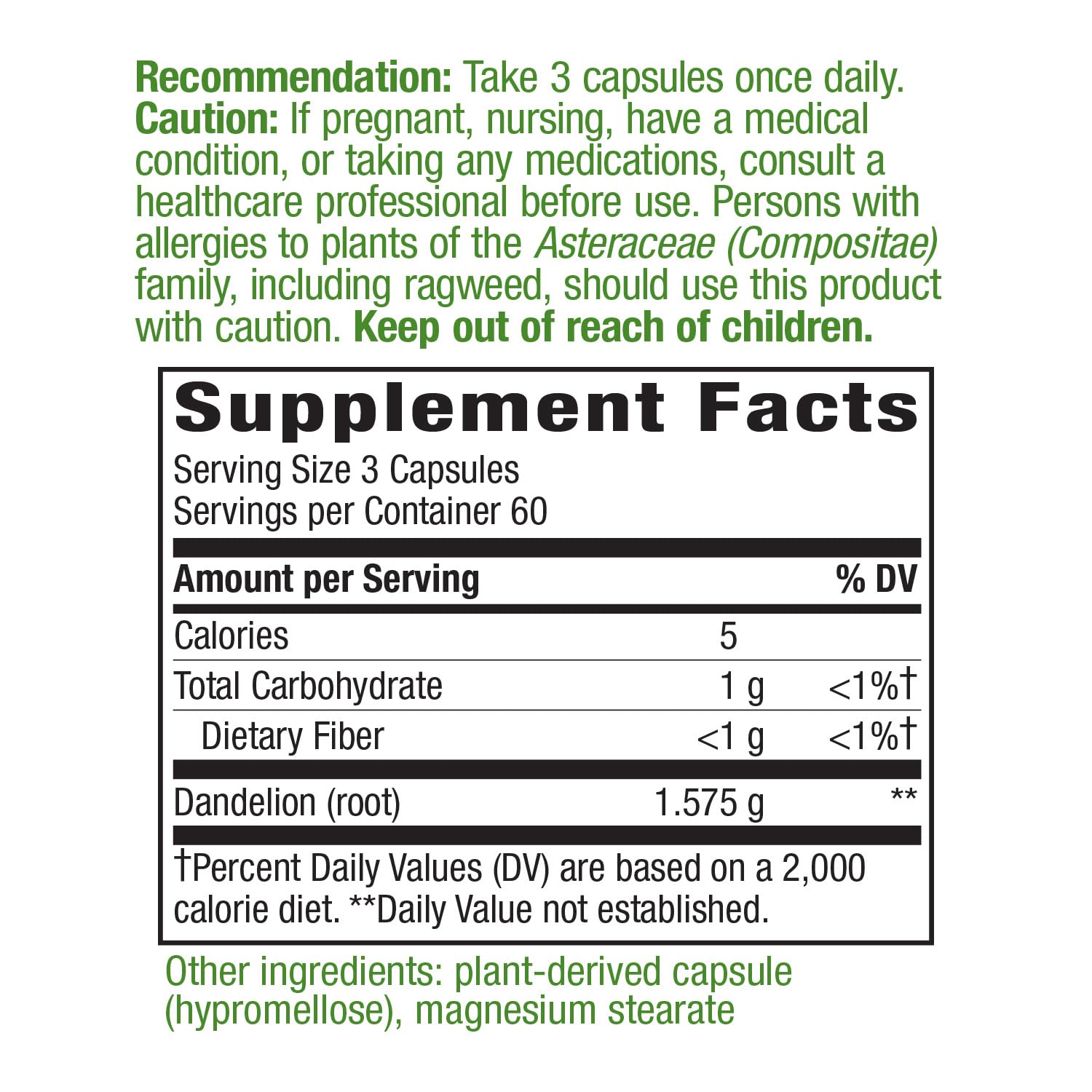 Nature's Way Dandelion Root Diuretic Herb* 525 mg per Capsule Non-GMO Nature's WayBuy Supplements Australia