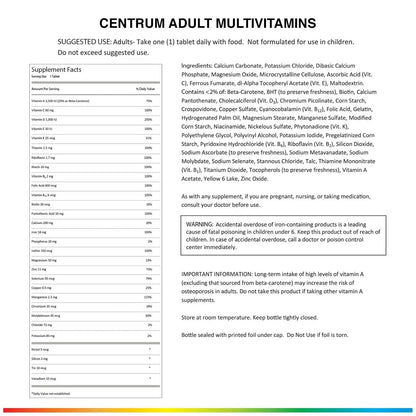 Centrum Adult Multivitamin/Multimineral Supplement with Antioxidants, Zinc, Vitamin D3 and B Vitamins, Gluten Free, Non-GMO Ingredients - 200 Count CentrumBuy Supplements Australia