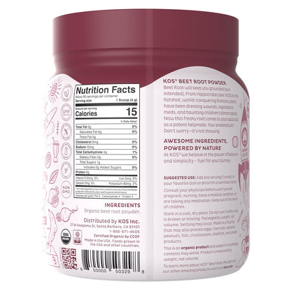 KOS Organic Beet Root Powder - USDA Certified, Nitric Oxide Booster, Non-GMO, Gluten KOSBuy Supplements Australia