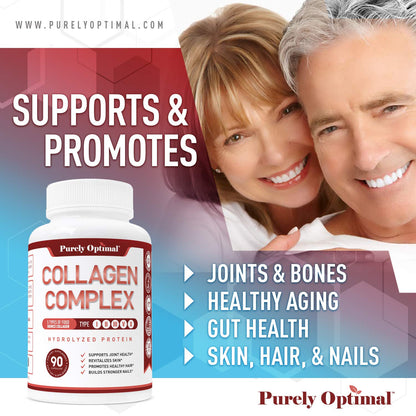 Purely Optimal Premium Multi Collagen Peptides Capsules (Types I, II, III, V, X) - Hair Purely OptimalBuy Supplements Australia