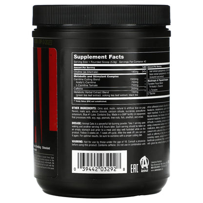Universal Nutrition Animal Cuts Powder - Metabolic Enhancer, Nootropics, Carnitine AnimalBuy Supplements Australia