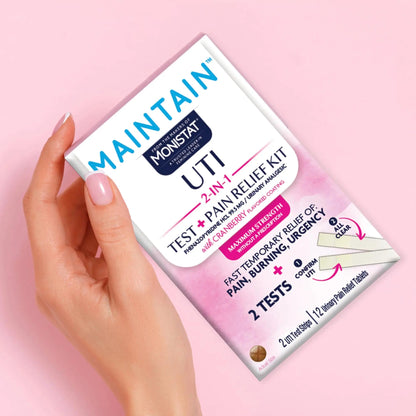 Monistat Maintain UTI 2-in-1 Test & Pain Relief Kit, 2 Test Strips & 12 Urinary Pain Relief Tablets, 2 Minute Results and Maximum Strength Pain, Burning and Urgency Relief MonistatBuy Supplements Australia