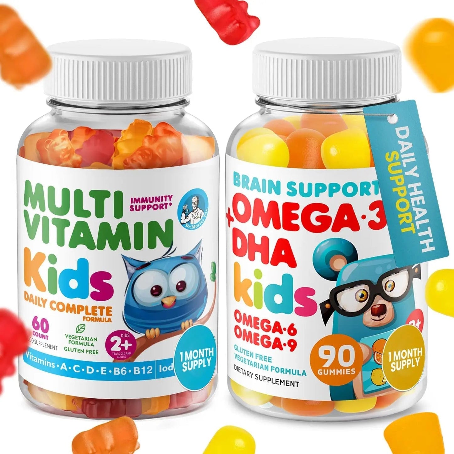 DR. MORITZ Omega 3 Gummies (90 Count) and Kids Multivitamin Gummies Bundle (60 Count) - for Daily Health Support - Vegan DHA Omega 3 for Kids DR. MORITZBuy Supplements Australia