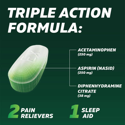 Excedrin PM for Headache Relief, Acetaminophen 250mg, Aspirin 250mg, Diphenhydramine Citrate 38mg, Pain Reliever, Nighttime Sleep-Aid, 100 Count ExcedrinBuy Supplements Australia