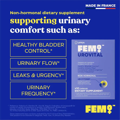 FEM Urovital Bladder Control Supplements - Overactive Bladder, Leakage & Urgency Relief - Non-Hormonal Urinary Tract Health Support for Women - 30 Capsules UpsaBuy Supplements Australia