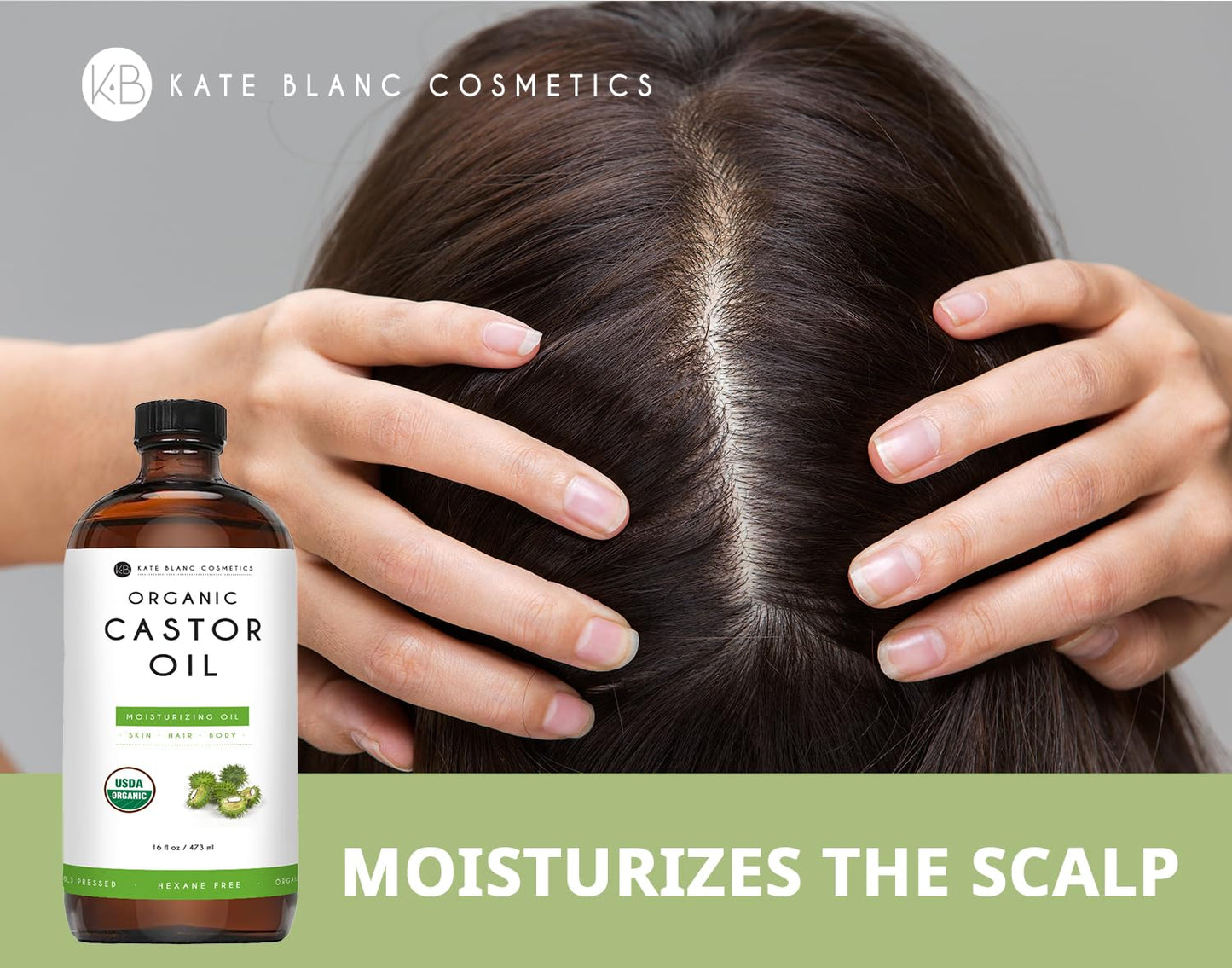 Kate Blanc Cosmetics Castor Oil Organic for Hair Growth & Body (16oz). 100% Pure Cold-Pressed Kate Blanc CosmeticsBuy Supplements Australia