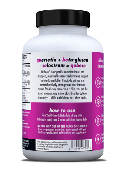 HEALTH DIRECT - Qubeco Immune Support with Vitamin D3, Liposomal Vitamin C, Quercetin, Beta-Glucan, Colostrum, Zinc, Selenium - Clinical Strength – 56 Soft Chew Tabs - 28 Day Supply - Pineapple Zest HEALTH DIRECTBuy Supplements Australia