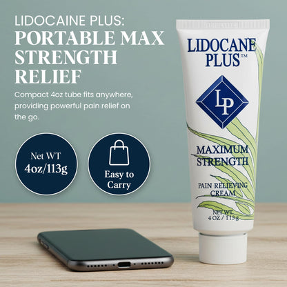 Lidocaine Plus 4% Lidocaine Cream Maximum Strength Pain & Itch Relief - Non-Greasy Formula Numbing Cream - Fast Acting Topical Pain Reliever, Soothing Topical Analgesic Aloe Vera Scent - 4 oz Lidocaine PlusBuy Supplements Australia