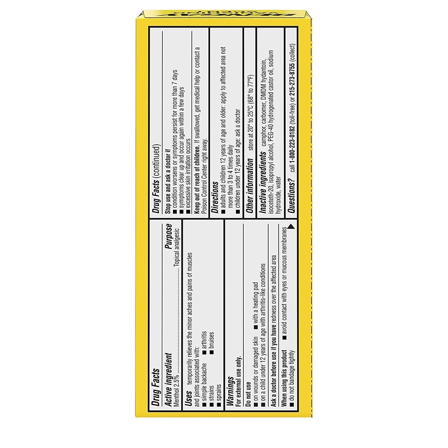 Bengay Menthol 2.5% Topical Analgesic Gel Vanishing Scent 2oz BengayBuy Supplements Australia