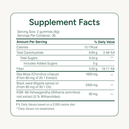 ROOT LABS Sea Moss Gummies I 92+ Minerals I Black Seed Oil I KSM 66 Ashwagandha I Lab Tested I No Added Sugar | for Men, Women I Non-GMO I 100% Natural & Organic I 1600 mg I 120 Gummy ROOT LABSBuy Supplements Australia
