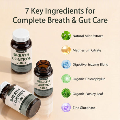 TANSPRESSO ovouria Breath & Gut Balance Capsules - 7-in-1 Formula with Probiotics, Zinc Gluconate & Magnesium Citrate for Fresh Breath, Chronic Halitosis Relief & Digestive Wellness, 60 Count(1pc) TANSPRESSOBuy Supplements Australia