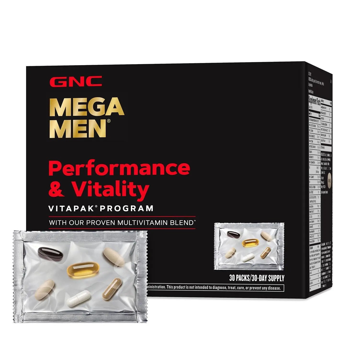GNC Mega Men Performance and Vitality Vitapak Program, Convenient Complete Nutrition, 5 Products in 1 Packet, Circulation GNCBuy Supplements Australia
