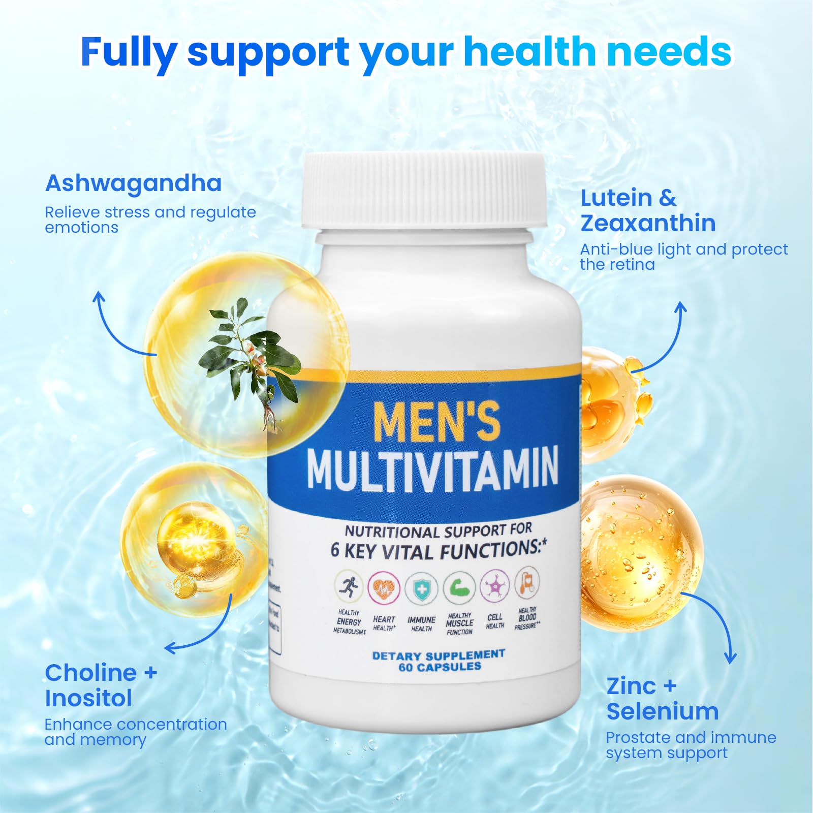 ssumiao Men's Multivitamins Contain 50+ Nutrients Including Vitamin D Daily, Supplement with Vitamin B12, Zinc, Magnesium, Men's Once Daily Multivitamin - 60 Tablets ssumiaoBuy Supplements Australia