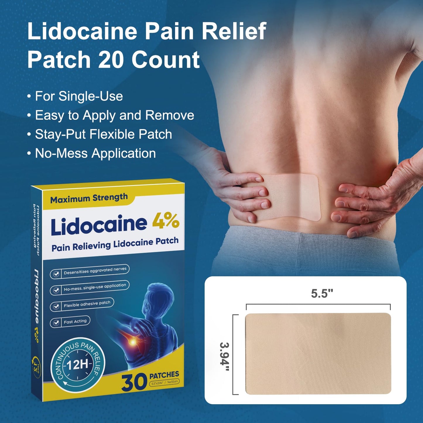 Teemofe 4% Lidocaine Pain Relief Patches – Maximum OTC Strength, Fast-Acting Targeted Relief, for Muscle & Joint Discomfort, 30 Count-10 TeemofeBuy Supplements Australia