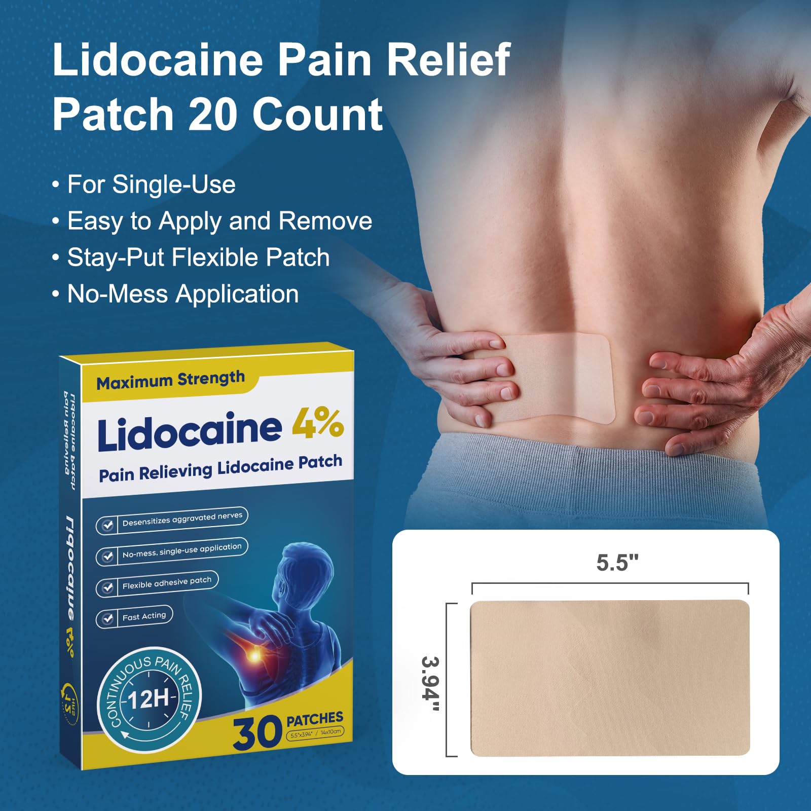 Teemofe 4% Lidocaine Pain Relief Patches – Maximum OTC Strength, Fast-Acting Targeted Relief, for Muscle & Joint Discomfort, 30 Count-10 TeemofeBuy Supplements Australia