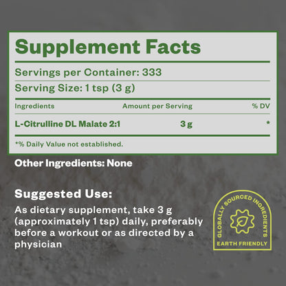 Purisure Citrulline Malate 2:1 Powder, 1 kg, Citrulline Supplement and Citrulline Nitrate for Strength Performance and Energy, Pre-Workout L Arginine L Citrulline Supplement Powder, 334 Servings