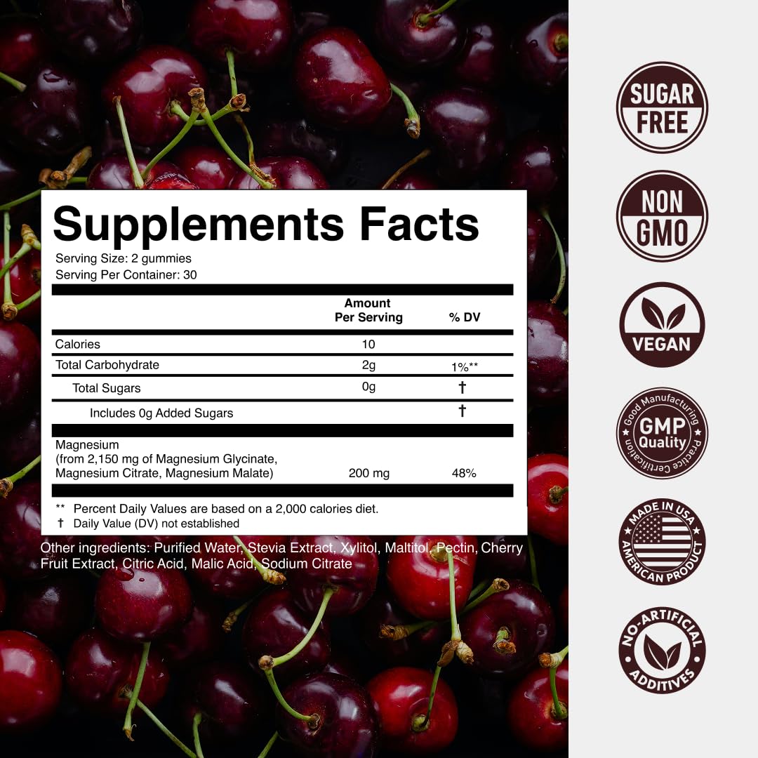 Magnesium Gummies 3in1 - Glycinate, Citrat, Malate 2150 MG High Absorption Supplement, Sugar-Free, Vegan, Chews for Men & Women, Inspired by Wellness Traditions