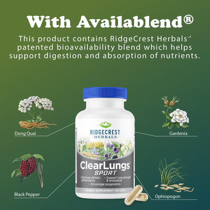 Ridgecrest Herbals ClearLungs Sport, Oxygen Intake and Lung Support Formula with Cordyceps, Rhodiola, Eleuthero (60 Vegan Caps, 30 Serv) RidgeCrest HerbalsBuy Supplements Australia