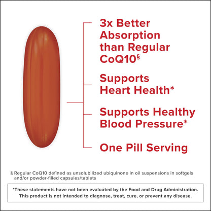 Qunol Ultra CoQ10 100mg Softgels- 3x Better Absorption, Antioxidant for Heart Health & Energy Production, Coenzyme Q10 Vitamins