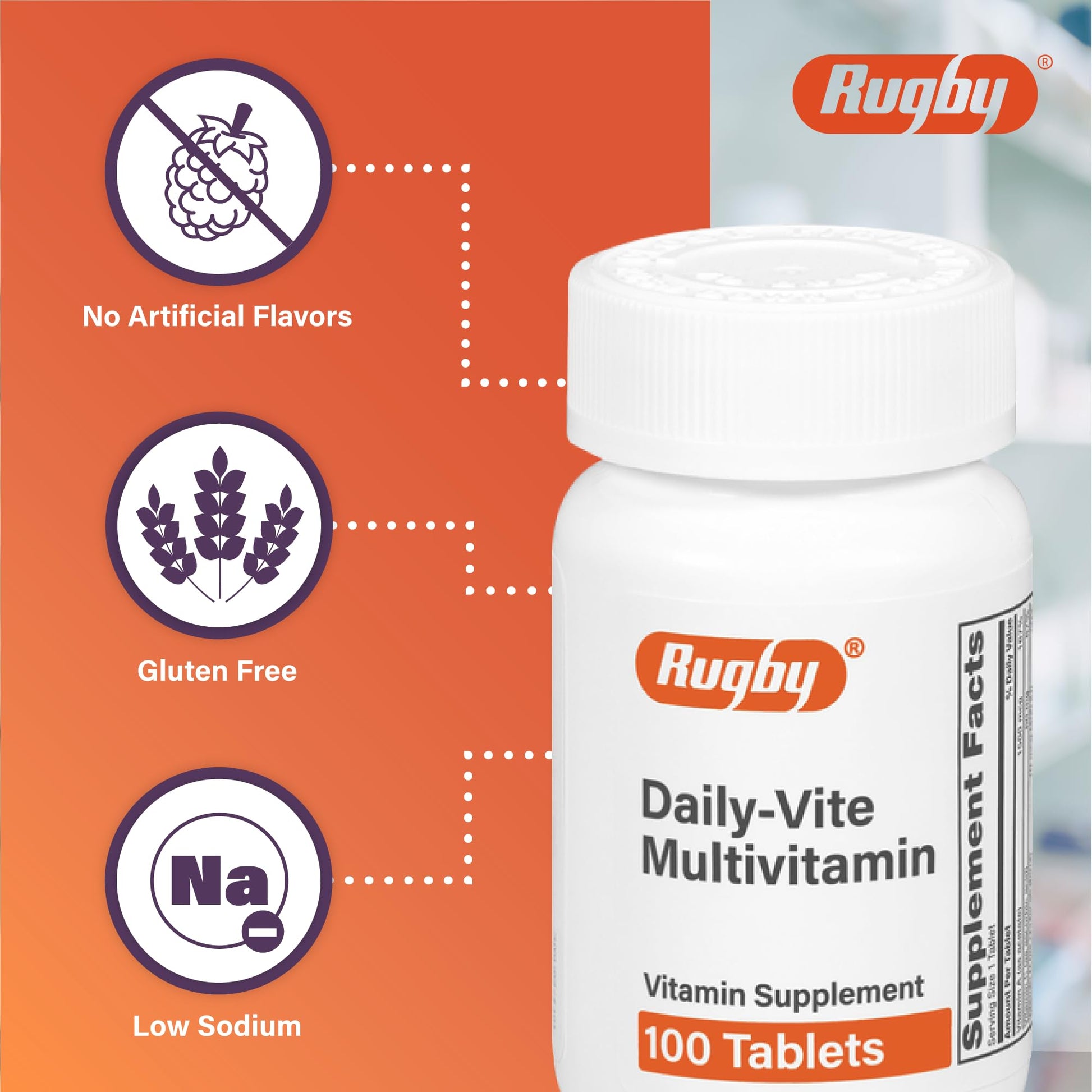 Rugby Daily-Vite Multivitamin - Daily Vitamin Supplement - 100 Tablets (1 Pack) RUGBY LABORATORIESBuy Supplements Australia