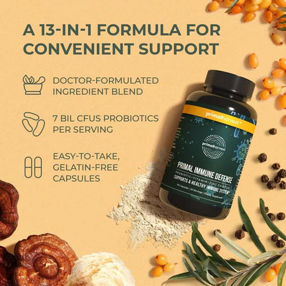 Primal Harvest Primal Immune Defense: 10-in-1 Immune Support with Probiotics, Zinc, Vitamins C, B6, D3 & K2 Primal Harvest