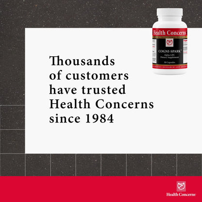 Health Concerns Cogni-Spark – Brain Support for Memory, Focus, and Mental Clarity – Alpha-GPC Choline Supplement for Cognition, Nerve Function & Longevity