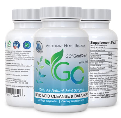 GC® GoutCare: Uric Acid Control | Uric Acid Prevention | Joint Health Supplement | Joint Relief | with Turmeric, Celery Seed Extract, Milk Thistle and More | 90 Capsules per Bottle | Non-GMO Alternative Health Research LLCBuy Supplements Australia
