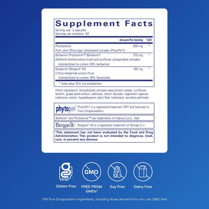 Pure Encapsulations CholestePure Plus 120's - Supports Lipid Metabolism & Heart Health* - Berberine Supplement - with Citrus Bergamot - Gluten Free & Non-GMO - 120 Capsules Pure EncapsulationsBuy Supplements Australia