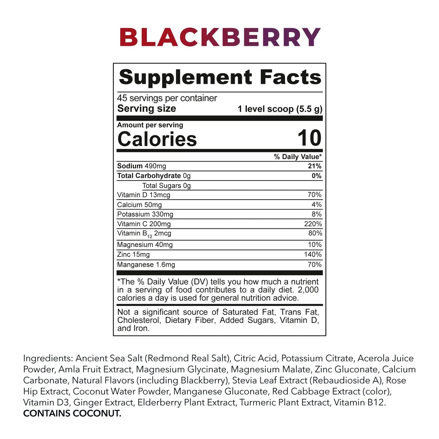REDMOND Re-Lyte Immunity, Multivitamin Supplement Mix (BlackBerry) REDMOND