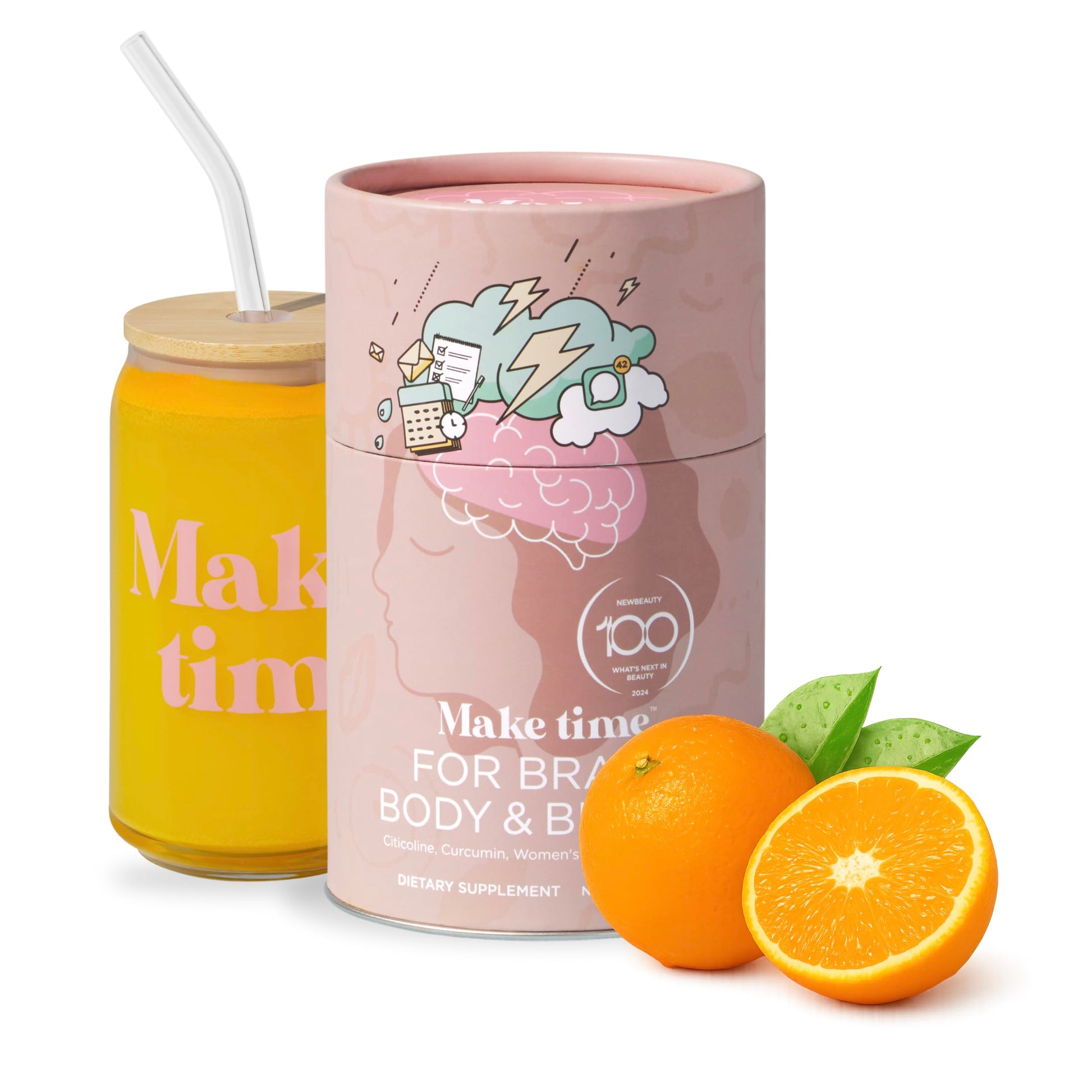 MAKE TIME Brain Health Powder Supplement for Women for Mood, Focus & Energy Boost | Cognizin, Biotin, Vitamin B6, B12, MCTs, Acetyl-L-carnitine, and Curcumin 7.4 oz (30 Servings) MAKE TIMEBuy Supplements Australia