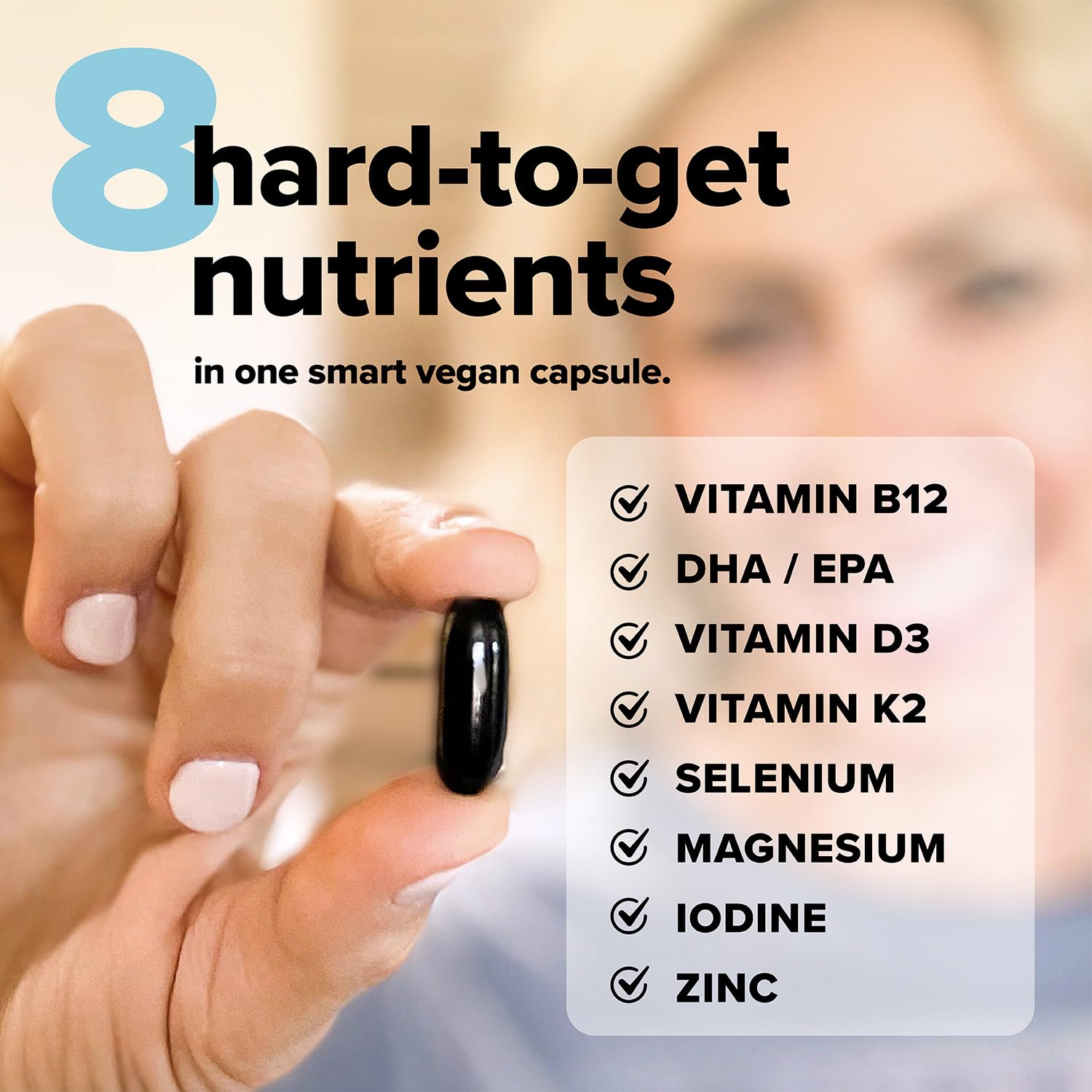 Complement Essential Vegan Multivitamin for Men & Women (30 Servings, 90 Capsules) with Omega-3 DHA & EPA, B12, Vitamin D3 & K2, Zinc, Selenium, Magnesium, Iodine - Supports Immunity & Overall Health ComplementBuy Supplements Australia