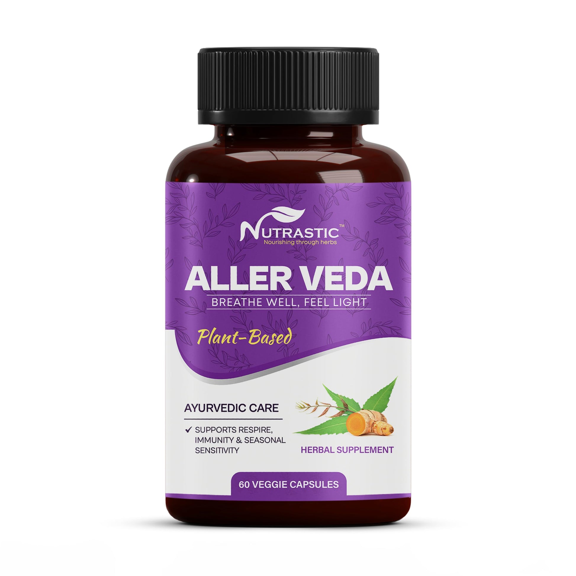 Nutrastic Aller Veda Respiratory Wellness Supplement with Pure Tulsi, Amla, Turmeric, and Neem | Natural Support for Healthy Breathing | 60 Caps NutrasticBuy Supplements Australia