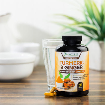 Turmeric Curcumin with BioPerine & Ginger 95% Standardized Curcuminoids 1950mg Nature's NutritionBuy Supplements Australia
