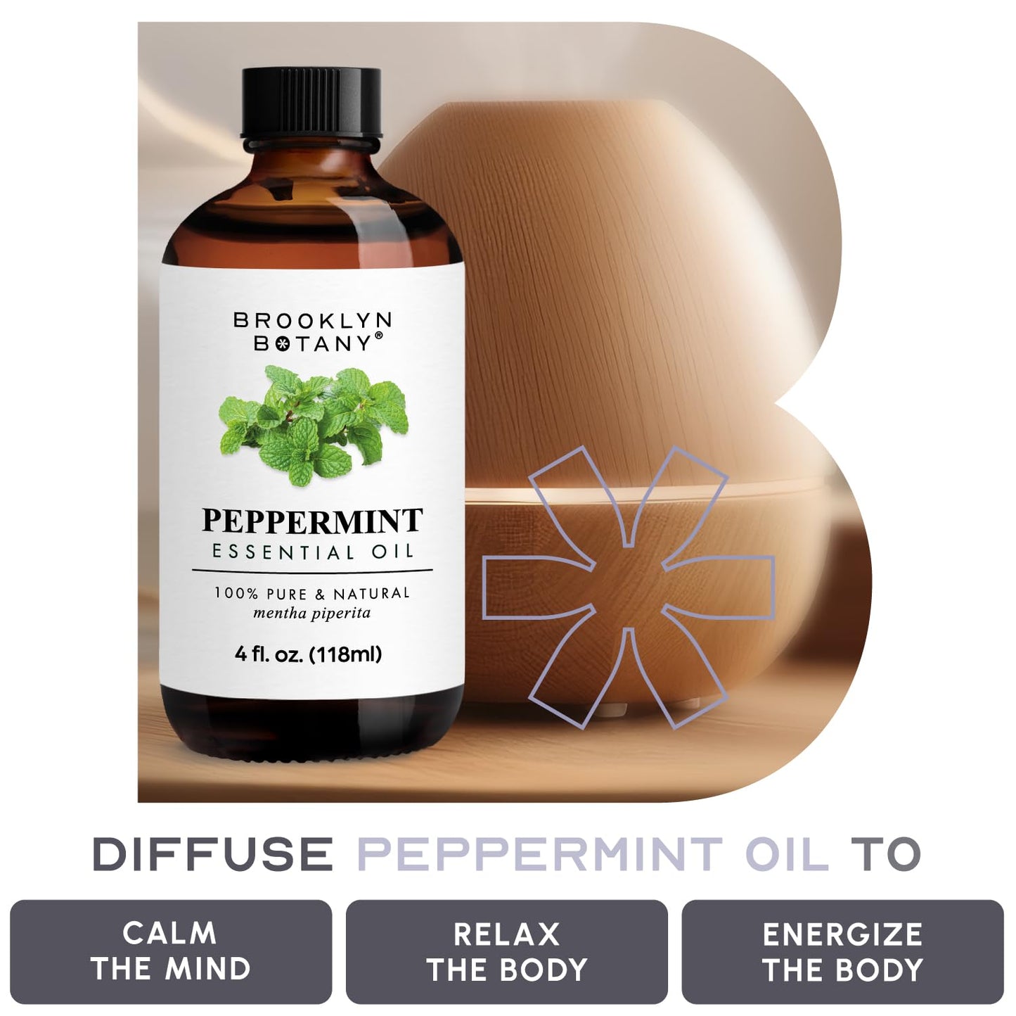 Brooklyn Botany Peppermint Essential Oil - Huge 4 Fl Oz - 100% Pure and Natural - Premium Grade Brooklyn BotanyBuy Supplements Australia