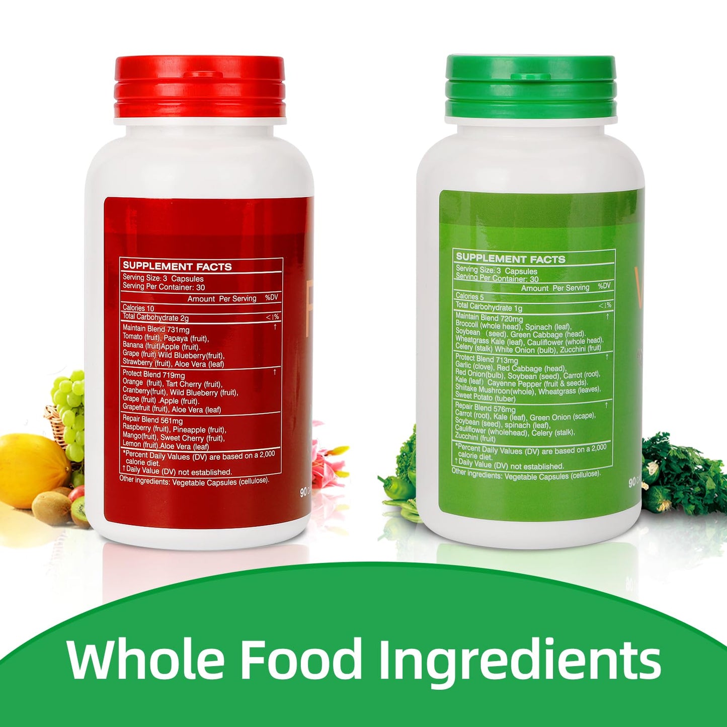 Fruit and Veggies Supplement Ingredients Natural – 4 Bottles 360 Total Vegetarian Capsules | Balance of Natural 16+18 Whole Fruits & Veggies Blend | Fresh Superfood Formula with Vitamins and Minerals JulyDeerBuy Supplements Australia