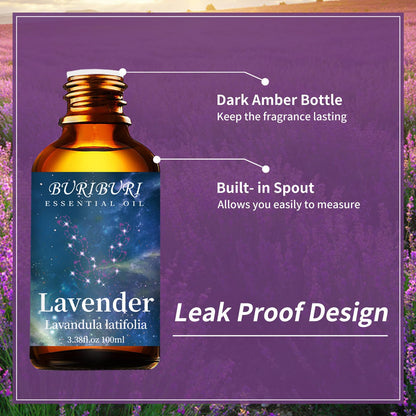 BURIBURI Lavender Essential Oil 100ML, 100% Pure Undiluted, Natural, Organic Aromatherapy Oil Lavender Oils BURIBURIBuy Supplements Australia