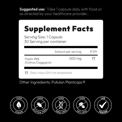 BGM Fisetin 500mg Supplement | Smoke Tree Extract (Cotinus coggygria) | 98% Pure Senolytic Antioxidant | Vegan Capsules | Supports Brain Health & Healthy Aging BGM Better Goods, Better YouBuy Supplements Australia