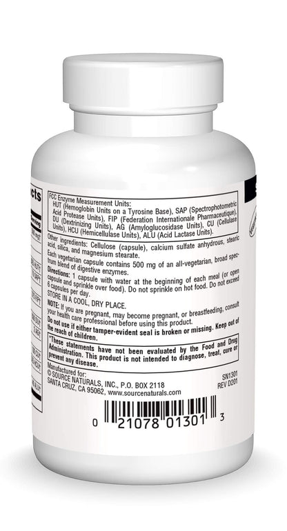 Source Naturals Essential Enzymes 500mg Bio-Aligned Multiple Enzyme Source NaturalsBuy Supplements Australia