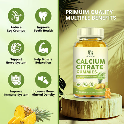 Calcium Citrate Gummies for Women, 1200mg Calcium Citrate Magnesium with Vitamin C D3 K2, Absorption Calcium Supplements for Bone, Muscle, Immune, Sugar Free (120Count) GONGOTABuy Supplements Australia