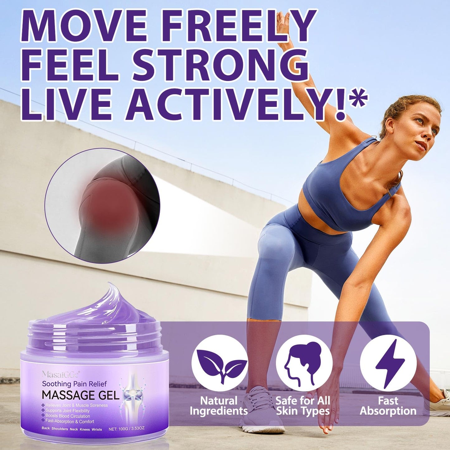 Soothing Massage Gel - Joint Massage Purple Gel, Natural Ingredients & Fast-Absorbing for Soothing Joint, Shoulder, Knee, Back & Muscle Stiffness GTZSXNPBuy Supplements Australia