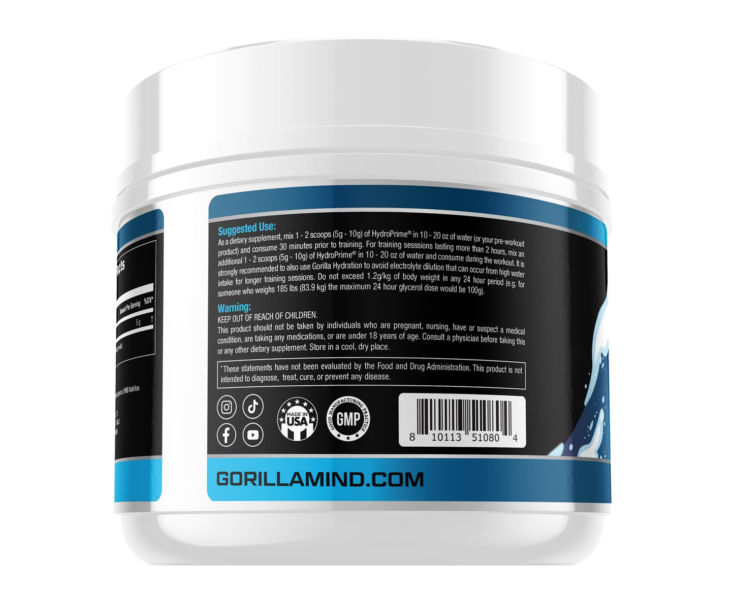 Gorilla Mind Hydroprime Glycerol Pre-Workout - Hydrating Pre-Workout Formula for Intense Gorilla MindBuy Supplements Australia