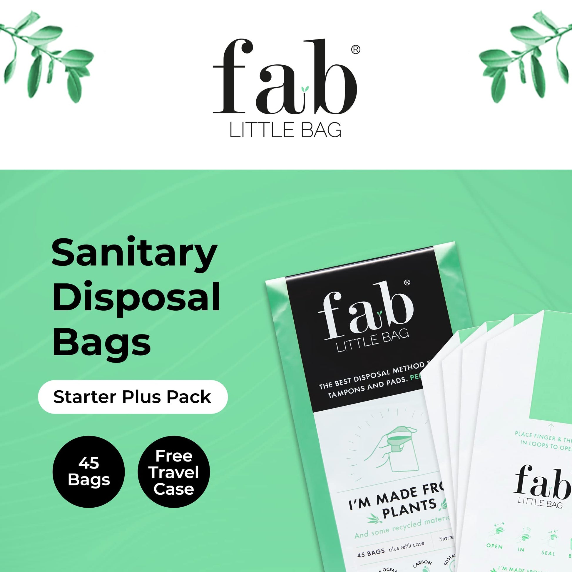 Fab Little Bag Starter Plus Pack - 45 Sanitary Disposal Bags Plus Recyclable Refill Pack Fab Little BagBuy Supplements Australia