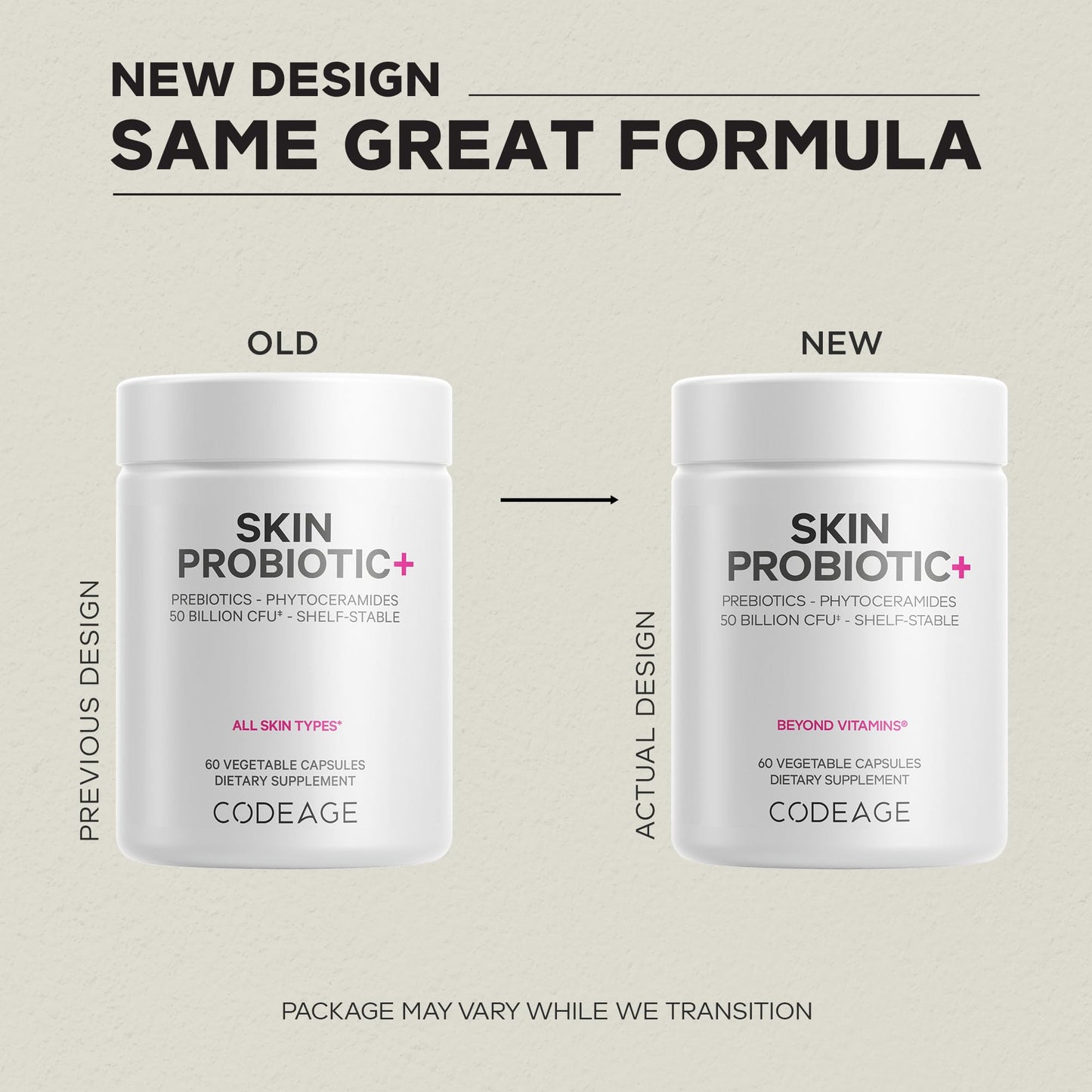 Codeage Skin Probiotics + Prebiotics - Skin Care Routine Supplement - 50 Billion CFU - Ayurvedic Botanical Herbs - Face Probiotics - Shelf Stable Cleanser, Non-GMO, Vegan - 60 Capsules CodeageBuy Supplements Australia