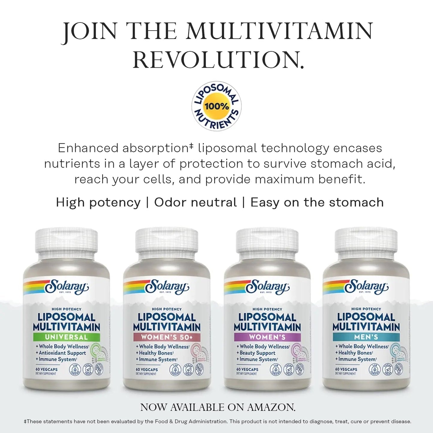 SOLARAY Once Daily High Energy Multivitamin, Iron Free, Immune System and Energy Support, Whole Food and Herb Base Ingredients SOLARAY