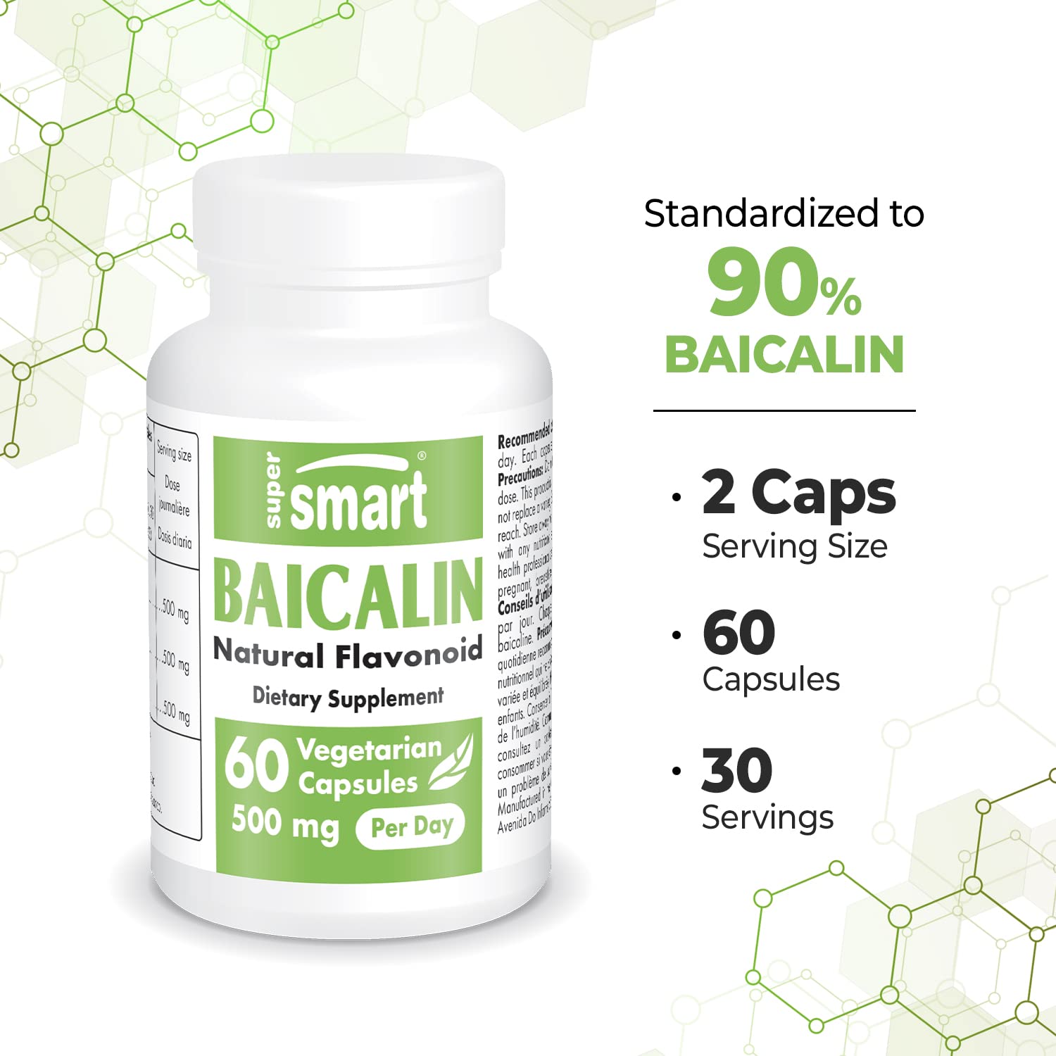 Supersmart - 90% Baicalin 500mg per Day (Scutellaria Baicalensis) - Chinese Skullcap SupersmartBuy Supplements Australia