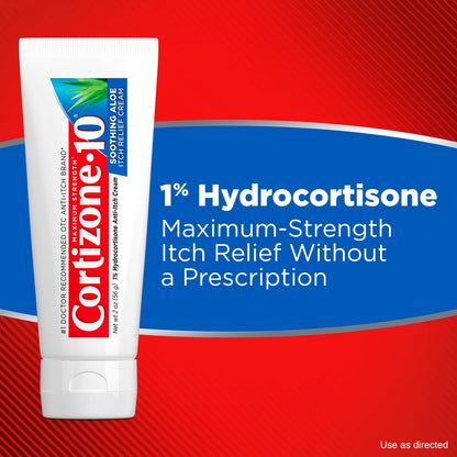 Cortizone-10 Maximum Strength Soothing Aloe Itch Relief Cream, 1% Hydrocortisone, Fast-Acting, Anti-Itch Cream for Bug Bites, Rash, Eczema, Psoriasis, Poison Ivy, Oak, Sumac & More, 2 oz Cortizone 10Buy Supplements Australia