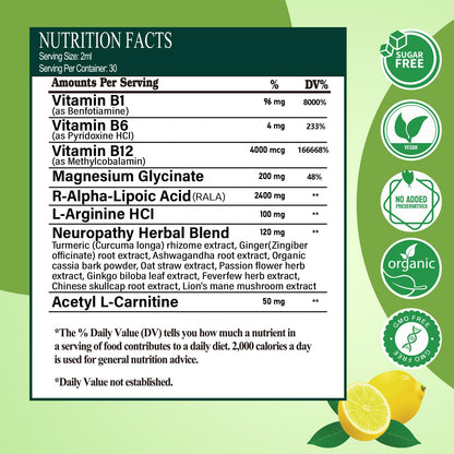 Neuropathy Supplements Liquid Drops, Advance 17-in-1 Stabilized R-Alpha Lipoic Acid (R-ALA) w. Acetyl L-Carnitine Vitamin B-Complex Magnesium, High Potency R-Lipoic Acid for Nerve Antioxidant Energy Vita PLynxeraBuy Supplements Australia