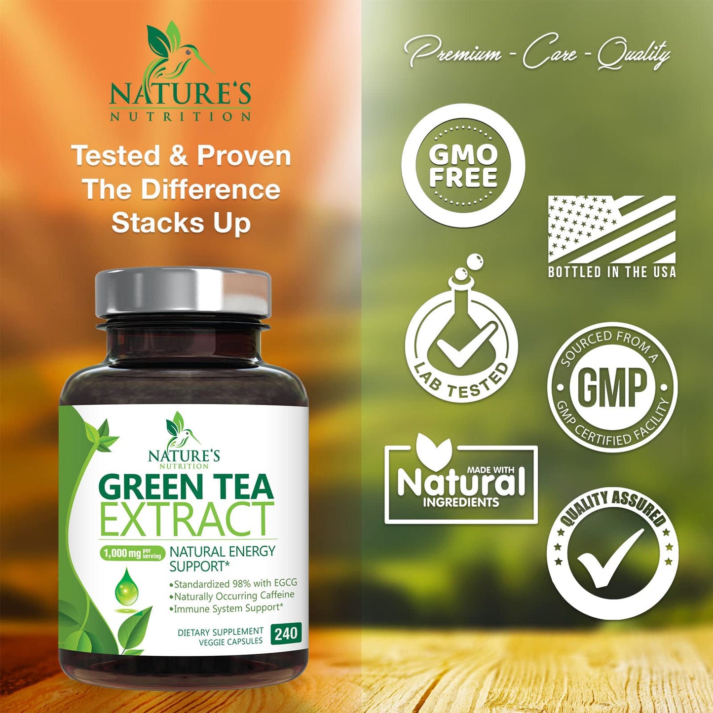 Green Tea Extract Capsules 1000mg 98% Standardized EGCG - 3X Strength for Natural Nature's NutritionBuy Supplements Australia