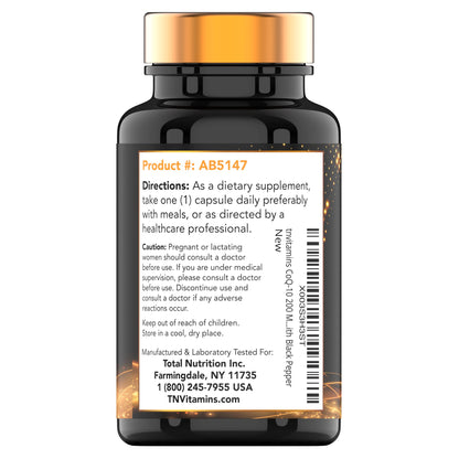 tnvitamins Ultra Potent CoQ-10 200 MG - 150 Capsules with Black Pepper Extract tnvitaminsBuy Supplements Australia