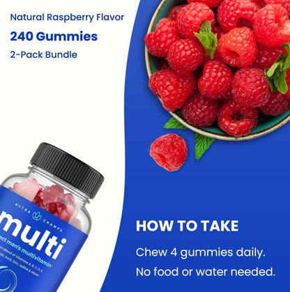 NutraChamps Multivitamin for Men, 240 Count, Vitamins A, B, C, D, E, Biotin, Zinc, Mens Gummy Multivitamins Supplement NutraChampsBuy Supplements Australia